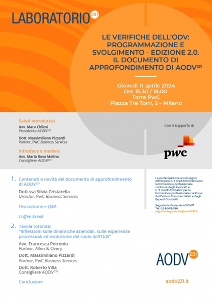 Le verifiche dell'OdV: programmazione e svolgimento - Edizione 2.0. Il documento di approfondimento di AODV231